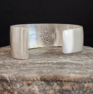 Tapered free form Silver Bracelet Salt and pepper diamonds, Sterling Silver Cuff