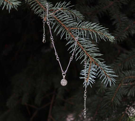 Pleiades Necklace, Handmade Silver Chain Link Necklace, Diamond Coin Pendant, Constellation Pendant, Eco Friendly, Ready to Ship in 3 to 5 daysNeckwear