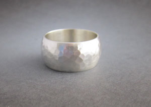 Hammered Sterling Silver Band Ring, 10mm Wide Band, Men's Ring, Unisex Ring, Wide Wedding Band