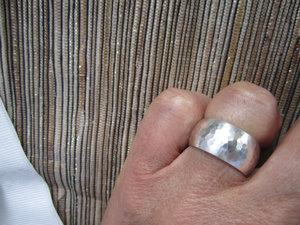 Hammered Sterling Silver Band Ring, 10mm Wide Band, Men's Ring, Unisex Ring, Wide Wedding Band
