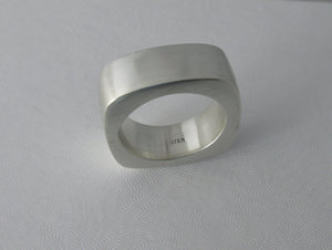 Silver ring Square Ring statement wedding band Chunky silver square ring organic look