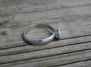Oval Moissanite Ring, bezel 14k white gold, 7 x 5 mm Sideways, Vintage Inspired, Recycled , Made to order