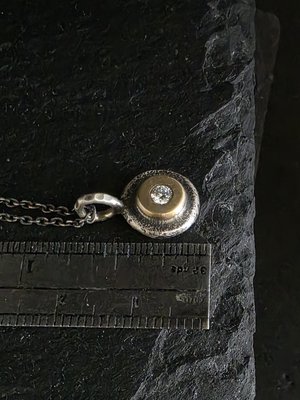 Diamond Coin Pebble Necklace, 14k Yellow Gold silver Diamond Pendant, Conflict Free Eco Friendly Gold Necklace, Ready to Ship Neckwear 2tone
