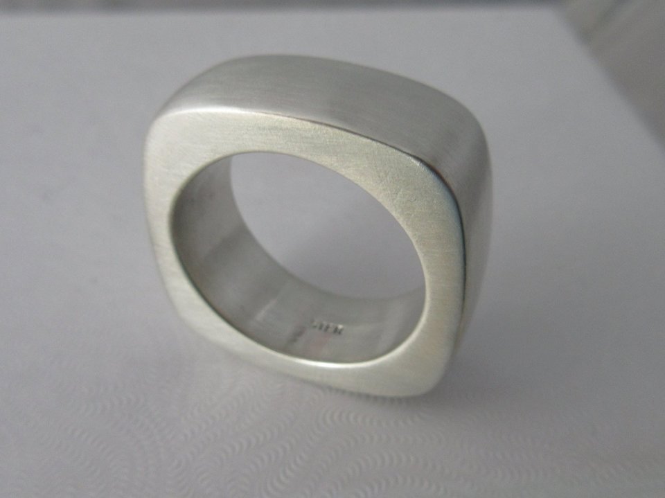 Silver ring Square Ring statement wedding band Chunky silver square ring organic look